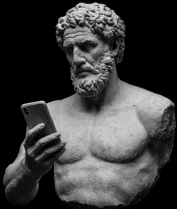 Classical Statue with Smartphone